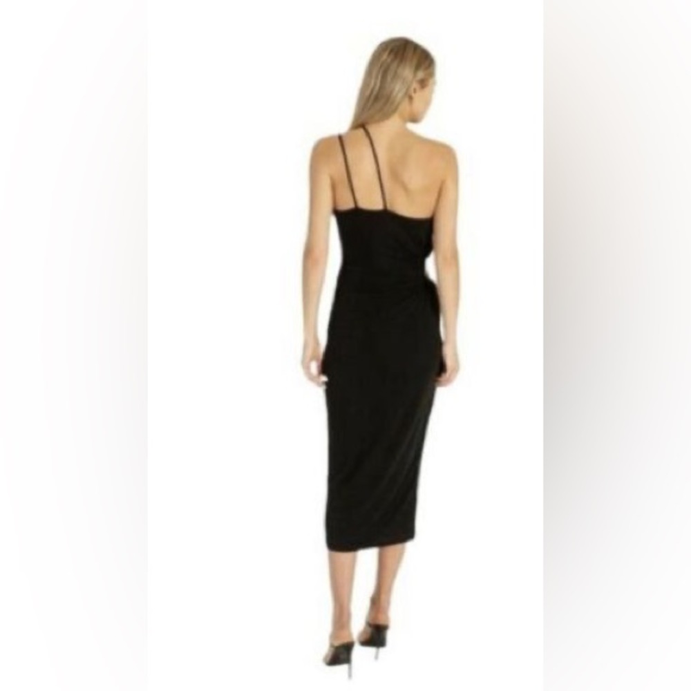 NWT Misha Collection Black X Revolve Vanina One Shoulder Side cut Dress Size 8 - Picture 5 of 13